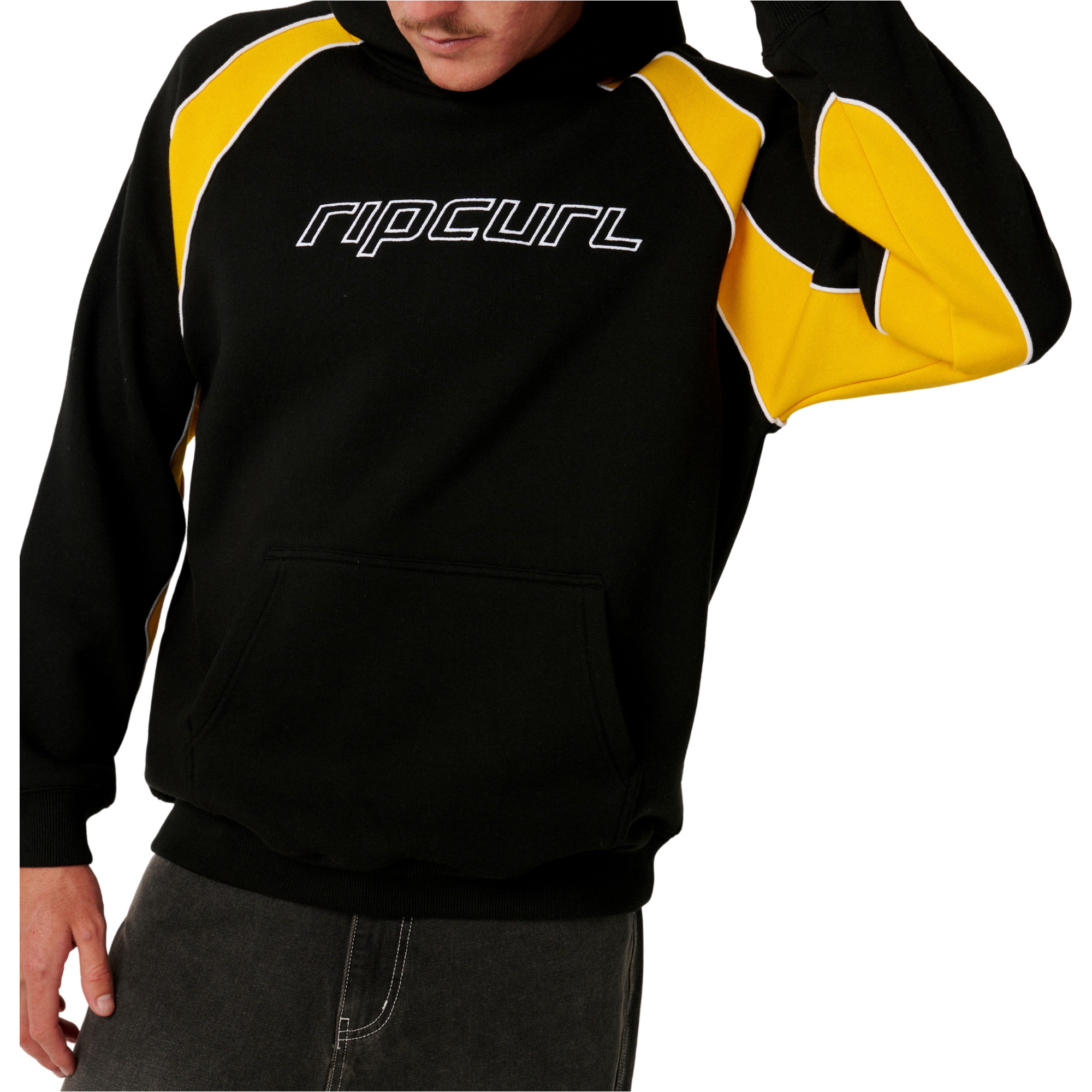 2026 Rip Curl Homem Painel De Arquivo Ride Hoodie 0D1MFL - Black